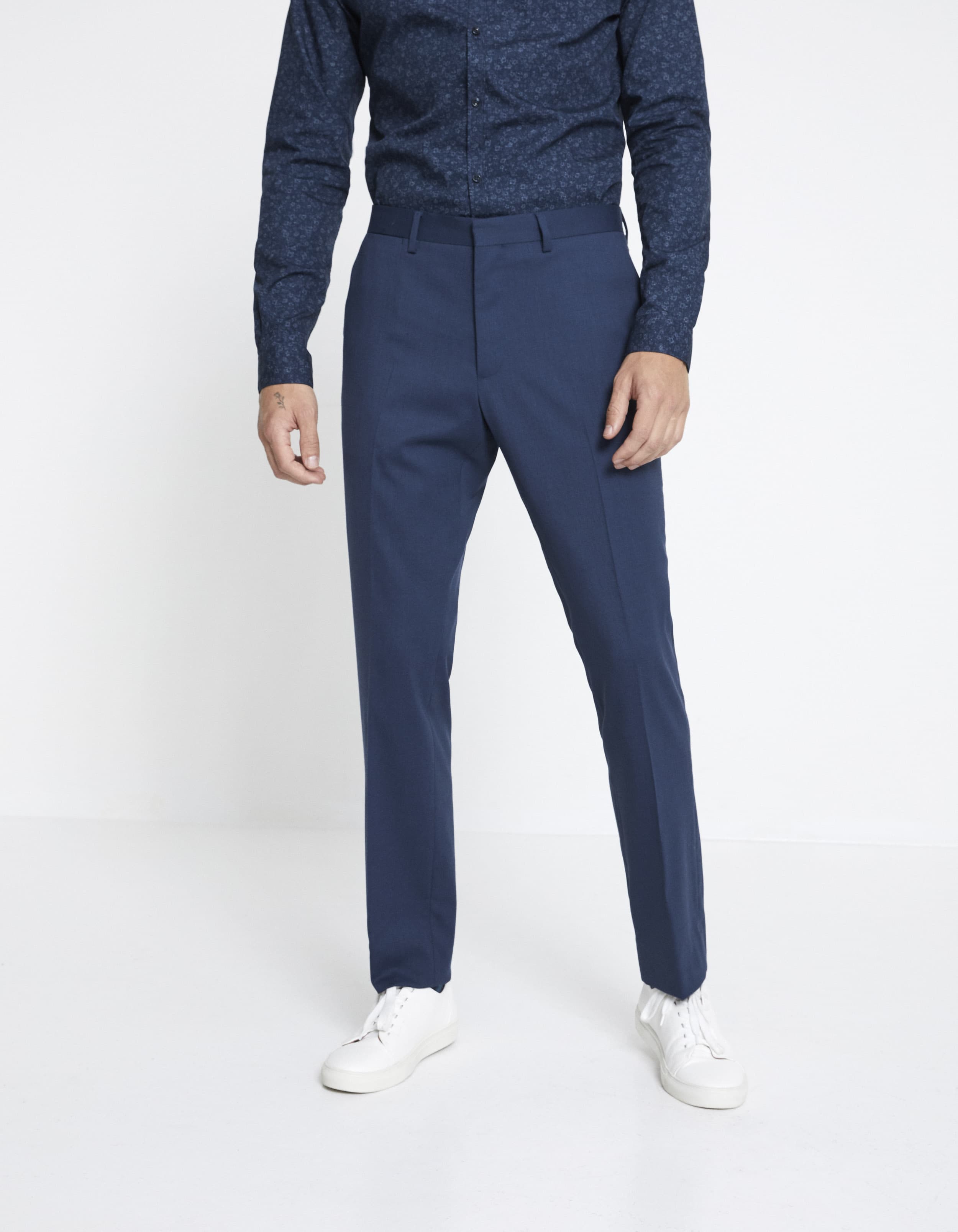 Pantalon NEY slim extensible laine mélangée uni – bleu Prix 59,99 €