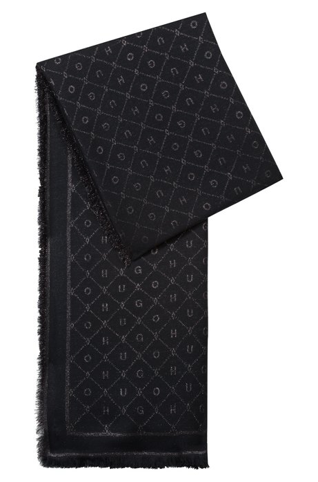 Modal-blend jacquard scarf with logo detail HUGO BOSS