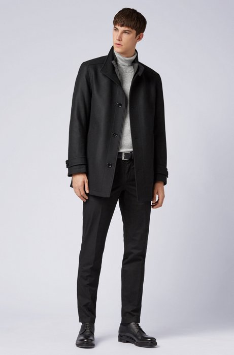 Regular-fit coat in a wool blend with waistcoat HUGO BOSS