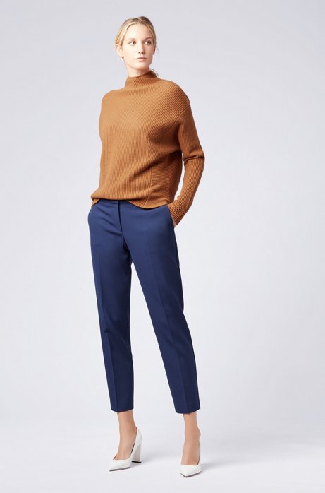 Relaxed-fit sweater in pure cashmere with funnel neck